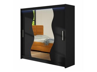 Mirjan24 Armario Closico Area, Negro, 215x180x58cm, Puertas De Armario: Correderas, N&uacute;mero De Estantes: 5, Led