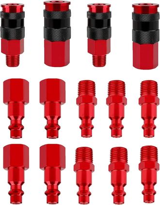 OEM Kit De Racores Para Mangueras De Aire Universal Amt De 14 Piezas, Kit De Racores De Aluminio Para Compresores De Aire I/m