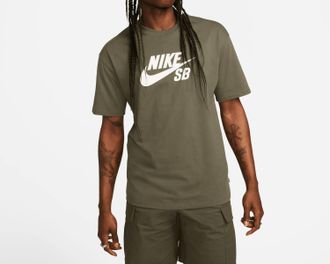 Nike Mens Sb Hbr Logo Skate T-Shirt In Olive