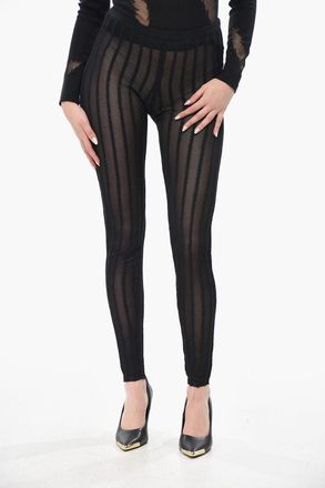 The Attico Leggings in Maglia See Through con Motivo a Righe The Attico