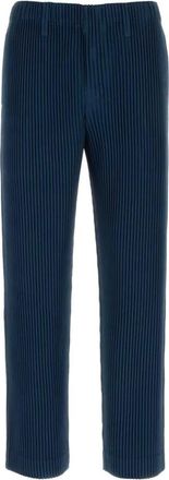 Issey Miyake Straight Trousers, male, Blue, Size: S Tailored Pleats 1 Pants