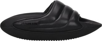 Balmain Mens Quilted Sandals Slipon - Black Leather - Size EU 40