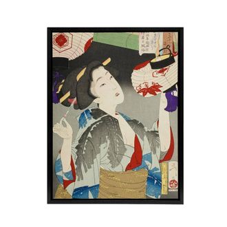 Artery8 Tsukioka Yoshitoshi Kyoto Waitress in the Meiji Era Framed Canvas Art | Size: W24 x H32