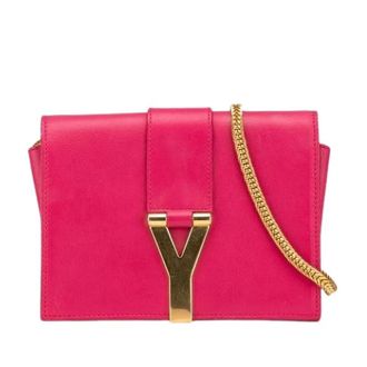 Saint Laurent Pre-owned Cross Body Bags, female, Pink, Size: ONE SIZE Pre-owned Classic Y Line Satchel Small Chain Shoulder Bag
