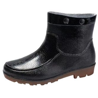 Generic Mens Deck Boots Waterproof Rain Boot Lightweight Slip-On Work Shoes Fishing Rubber Rain Shoes for Garden Boating (Brown, 8.5)