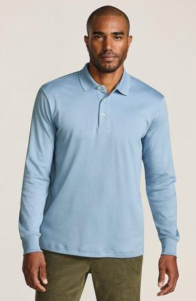 Lands End Long Sleeve Cotton Supima Polo Shirt in Light Storm Blue at Nordstrom, Size Xx-Large