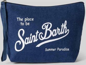 MC2 Saint Barth Kosmetiktasche aus Leinen mit Statement-Print Modell ALINE in Dunkelblau, Gr&ouml;&szlig;e 1