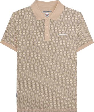 Lambretta Heren Geometrische Cirkel Grote & Lange Polo Shirt (Stone)