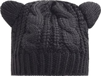 Generic Lovely Women Cat Ears Style Knitted Wool Warm Hats Cap Black Durability