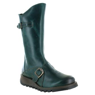 FLY London MES 2 Rug Leather Womens Calf Length Boots - Petrol - Size:UK 7