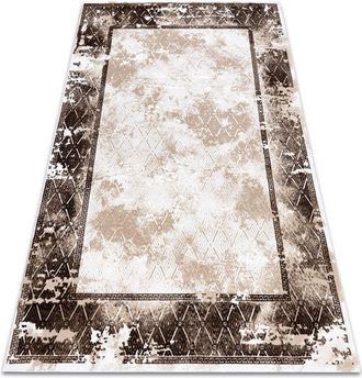 RugsX Rugsx - Carpet acrylic vals 0W1738 C56 54 Frame marble vintage beige / ivory beige 100x200 cm