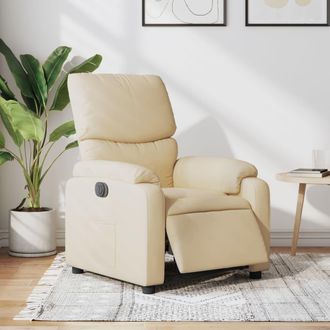 vidaXL Vidaxl - Sill&oacute;n Reclinable El&eacute;ctrico De Tela Crema