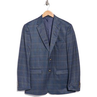 Duchamp Slim Fit Plaid Stretch Knit Sport Coat in Navy at Nordstrom Rack, Size 36 Regular