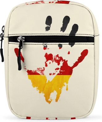 Generic German Flag Hand Print Trendy Crossbody Bag for Men Women Small Satchel Men Sling Adjustable Shoulder Strap Messenger