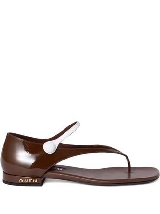Miu Miu Lakleren sandalen - Bruin