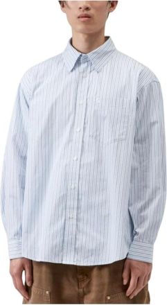 Carhartt Work in Progress Overhemden, Heren, Blauw, XL, Katoen, L/S Keene Shirt