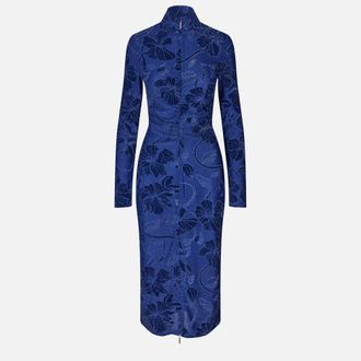Stine Goya Womens Stine Goya Gathered Long Sleeve Midi Dress in Blue
