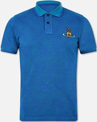 Vivienne Westwood Mens Mens Vivienne Westwood Blue All Over Orb Classic Polo Shirt - Size: 36