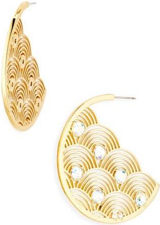 Kurt Geiger Southbank Rainbow Hoop Earrings in Gold/Crystal Abalone at Nordstrom Rack