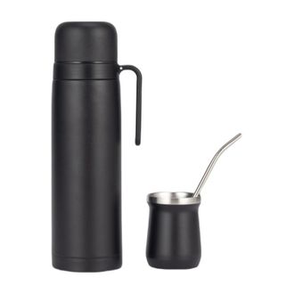 OEM Termo Para Botella De Agua - Aislamiento Al Vac&iacute;o Con Doble Pared De Acero Inoxidable - Libre De Bpa (negro, 1 L)