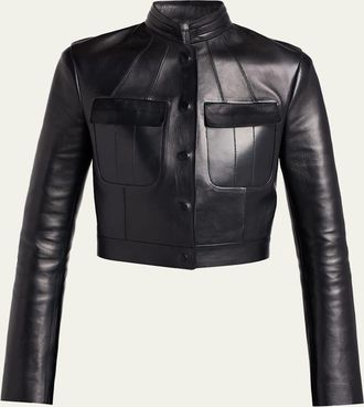 Tom Ford Nappa Leather Single-Breasted Crop Jacket
