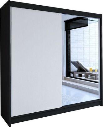 Mirjan24 Armario Closico 137, Negro + Blanco, 215x180x58cm, Puertas De Armario: Correderas, N&uacute;mero De Estantes: 0