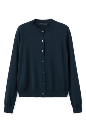 Mango Wool & Cotton Cardigan in Dark Navy at Nordstrom, Size X-Small