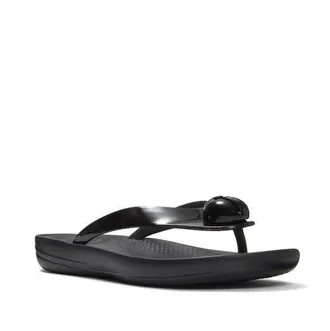 FitFlop Iqushion Glossy Flip-Flops in Black at Nordstrom, Size 8.5