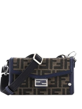 Fendi Baguette Soft Trunk Phone Pouch Zucca Canvas and Leather crossbody bag - women - Canvas - One Size - Brown