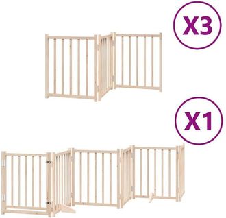 vidaXL Dog Gate with Door Foldable 15 Panels 750 cm Poplar Wood vidaXL