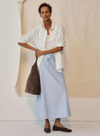 Contemporaine Womens Striped poplin flared skirt