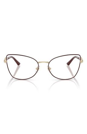 Jimmy Choo London 55mm Cat Eye Optical Glasses in Pale Gold/Red /Demo Lens at Nordstrom