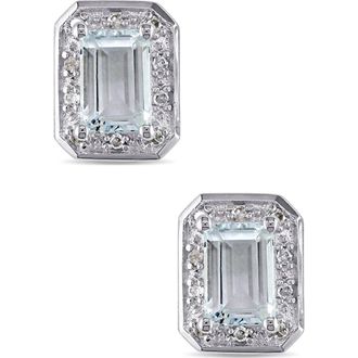 Delmar Diamond & Aquamarine Stud Earrings in Blue at Nordstrom Rack