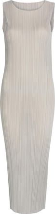 Pleats Please Issey Miyake Pleated Woven Midi Dress - Beige - 4