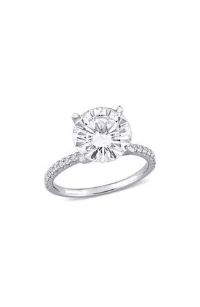 Delmar 14K White Gold Created Moissanite Engagement Ring at Nordstrom Rack, Size 6