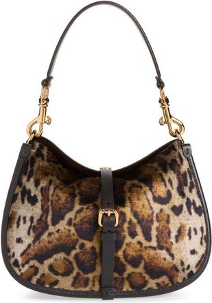 Etro Animal Print Velvet Shoulder Bag in Print On Beige Base at Nordstrom