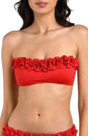 La Blanca Island Ruffle Bandeau Bikini Top in Ruby at Nordstrom, Size 10