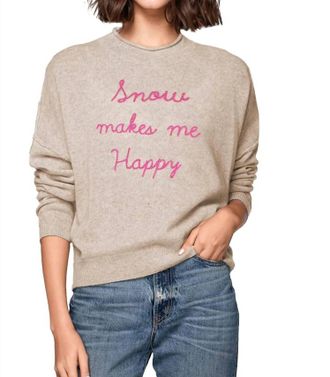 Golden Sun Snow Makes Me Happy Cashmere Sweater In Oatmeal