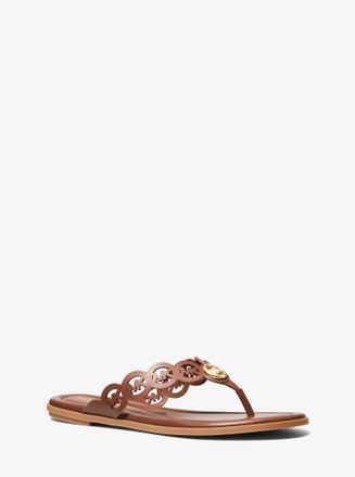 Michael Kors Janie Perforated Logo Leather Sandal