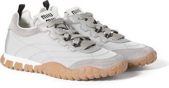 Miu Miu Tyre Technical Fabric And Suede Sneakers, Woman, Cloudy Gray, Size 38,5