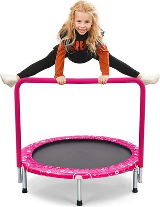 Costway Costway - Cama El&aacute;stica 92 Cm Para Ni&ntilde;os Tranpol&iacute;n Plegable Capacidad 150 Kg Con Cobertura Acolchada De Seguridad (rosa)
