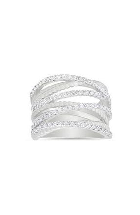 Queen Jewels Cubic Zirconia Twisted Crossover Ring in Silver at Nordstrom Rack, Size 10