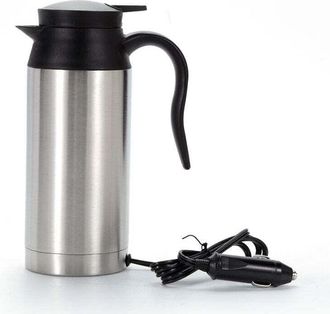 OEM Hervidor El&eacute;ctrico De Viaje De 750 Ml Y 12 V - Acero Inoxidable 304 Sin Bpa - Calienta En 25 Minutos - Apto Para El Coche Con Taza Integrada