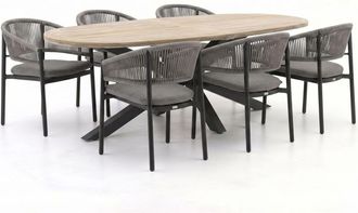 Bellagio la vita attrattiva Bellagio Panaro/ROUGH-Y Ellips 240cm dining tuinset 7-delig stapelbaar