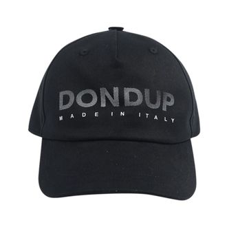 Dondup Zwarte Baseballpet met Logoprint - Heren - Petten - Zwart - ONE Size - Katoen - Accessoires