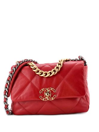 Chanel 19 Flap Bag Quilted Leather Medium crossbody bag - women - Calf Leather - One Size - Red