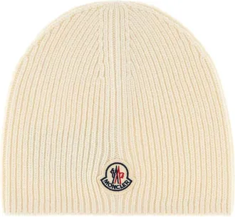 Moncler Beige Knitted Beanie Cap