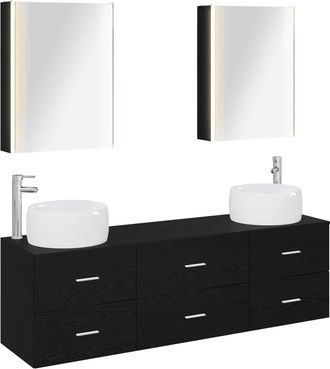 vidaXL Juego De Muebles De Ba&ntilde;o 5 Uds. Roble Negro Vidaxl