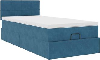 vidaXL Estructura Cama Otomana Colch&oacute;n Terciopelo Azul Oscuro Vidaxl