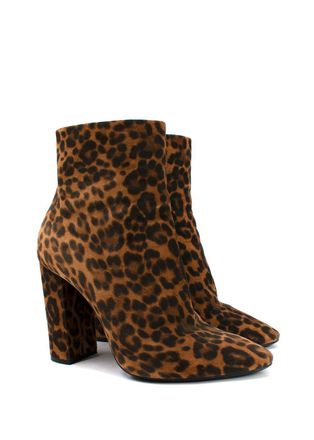 Saint Laurent Lou Leopard Print Ankle Boots Size 41